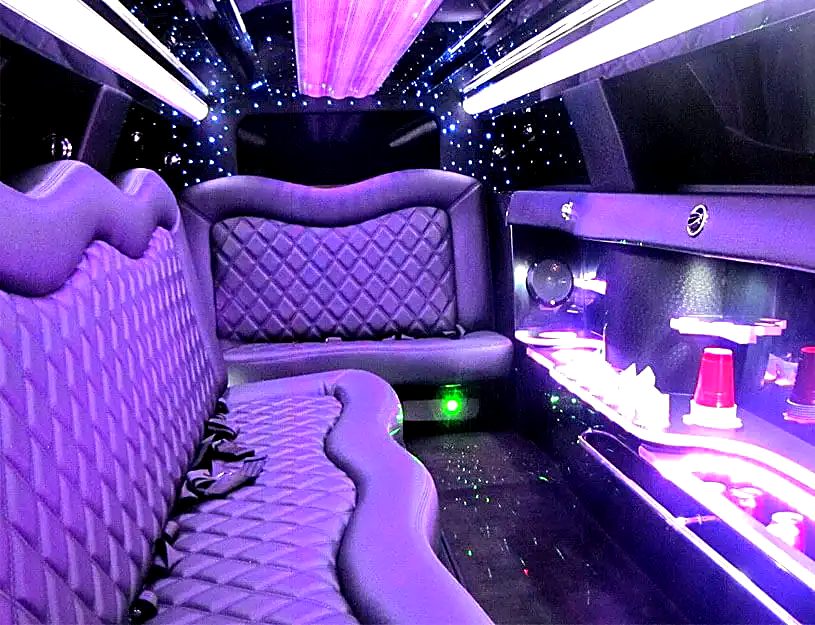 Chrysler 300 stretch interior with purple LED lighting