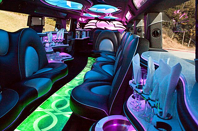 2012 Escalade super stretch interior with bar glasses