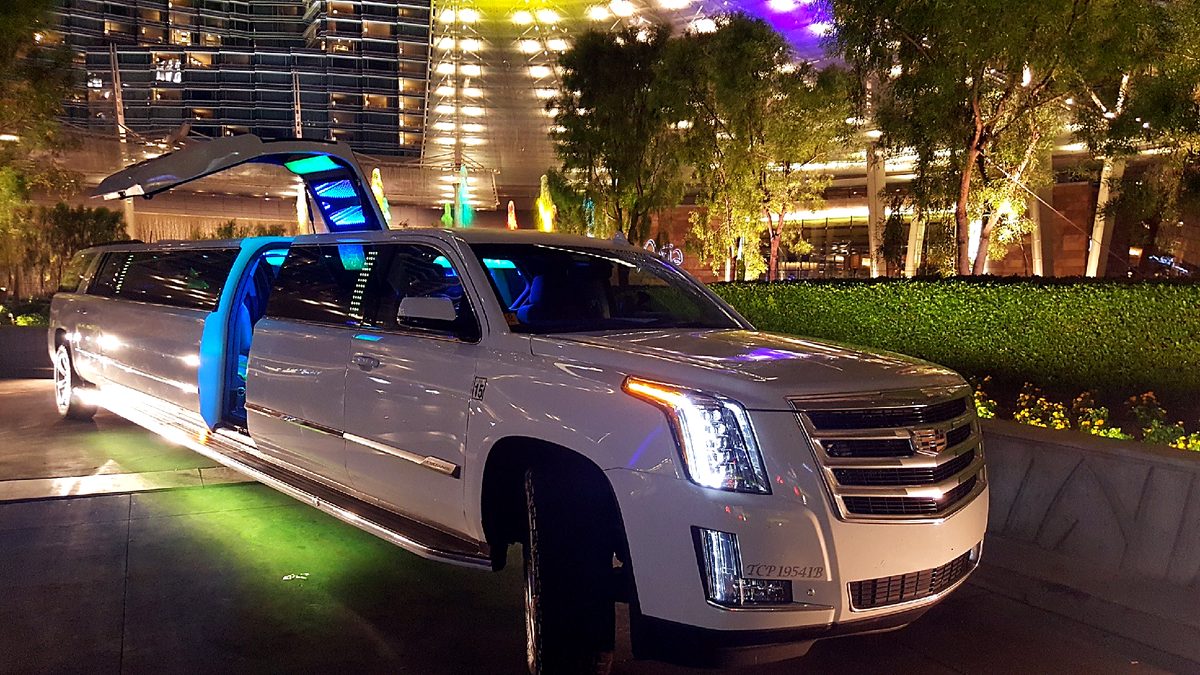 2018 Escalade super stretch at night with jet door open