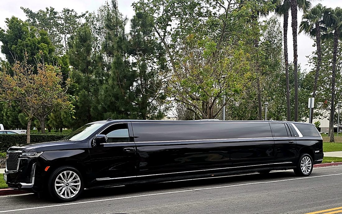 Black 2024 Cadillac Escalade super stretch limousine