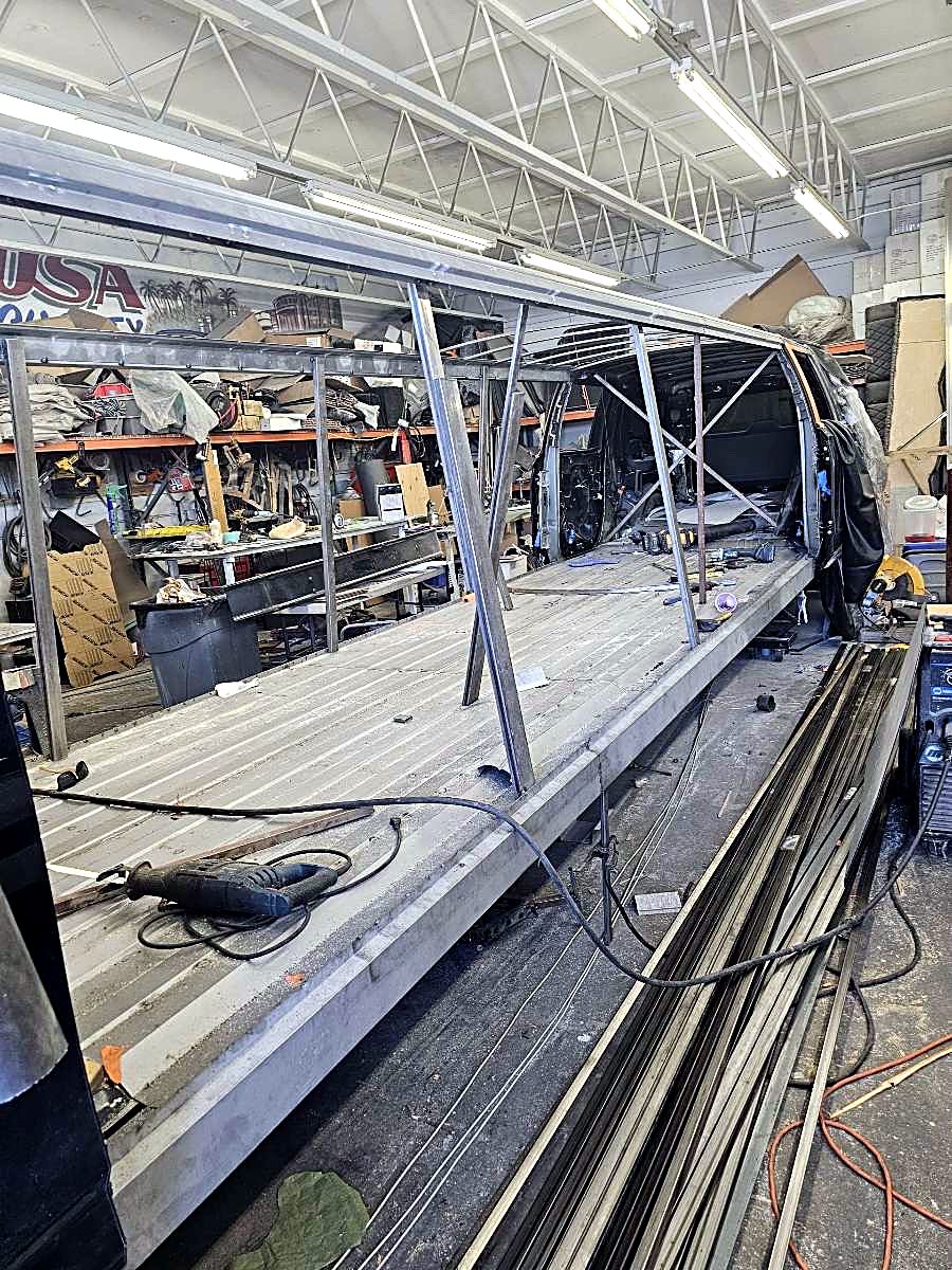 New floor deck built over the extended frame