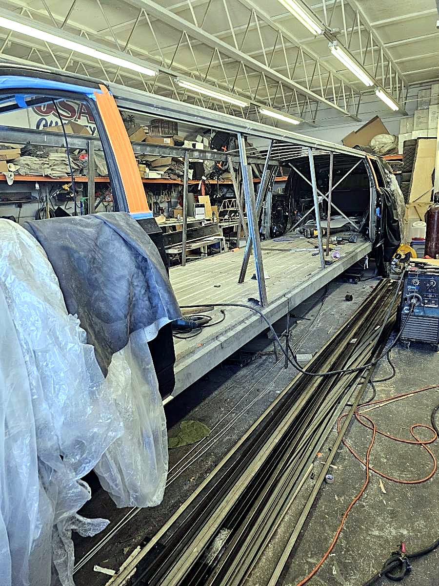 Steel frame rails for the stretch section