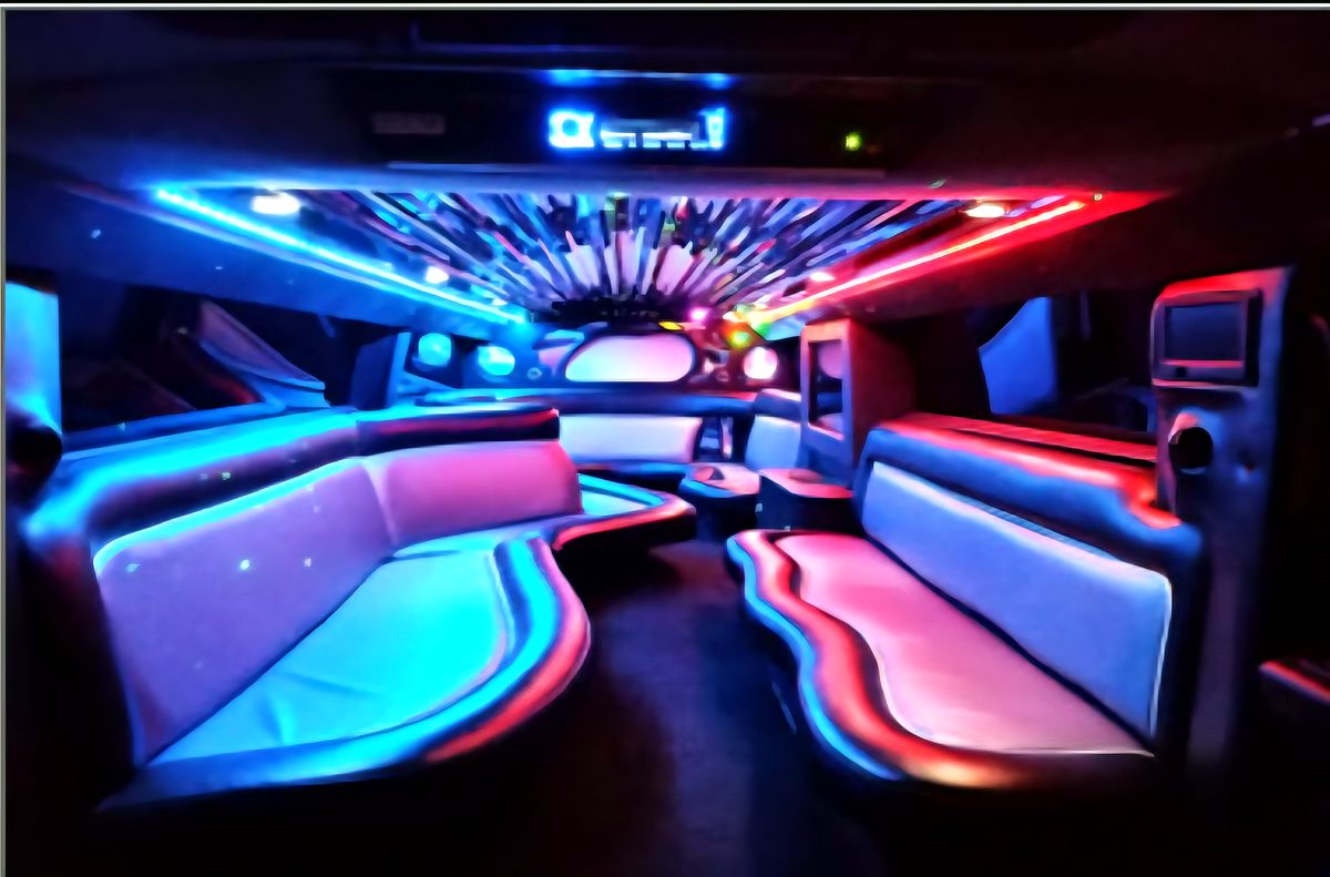 Hummer H2 stretch interior with LED star ceiling