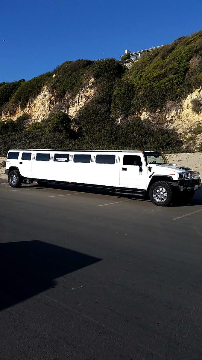 Hummer H2 stretch limo on the coast