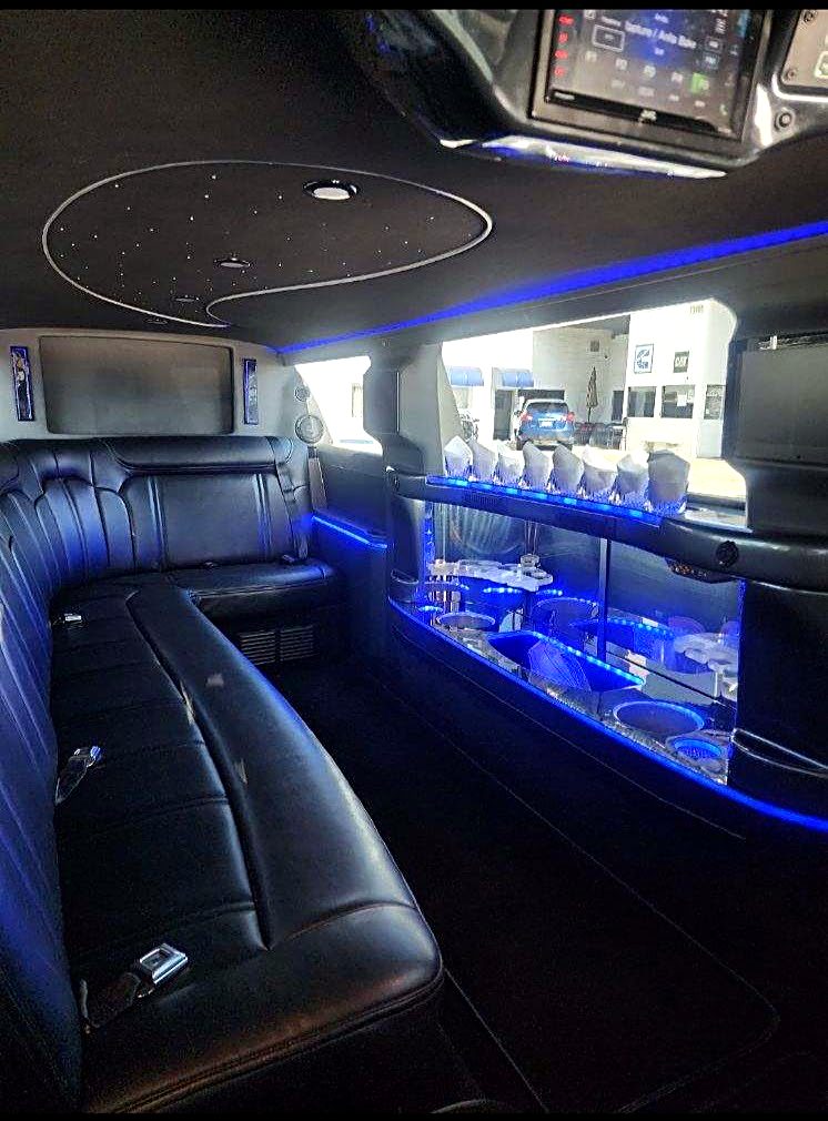 Lincoln MKT stretch interior with blue LED lighting