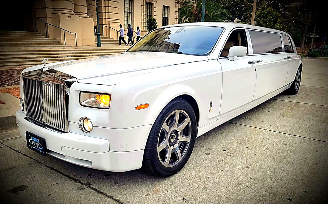 White stretched Rolls-Royce limousine