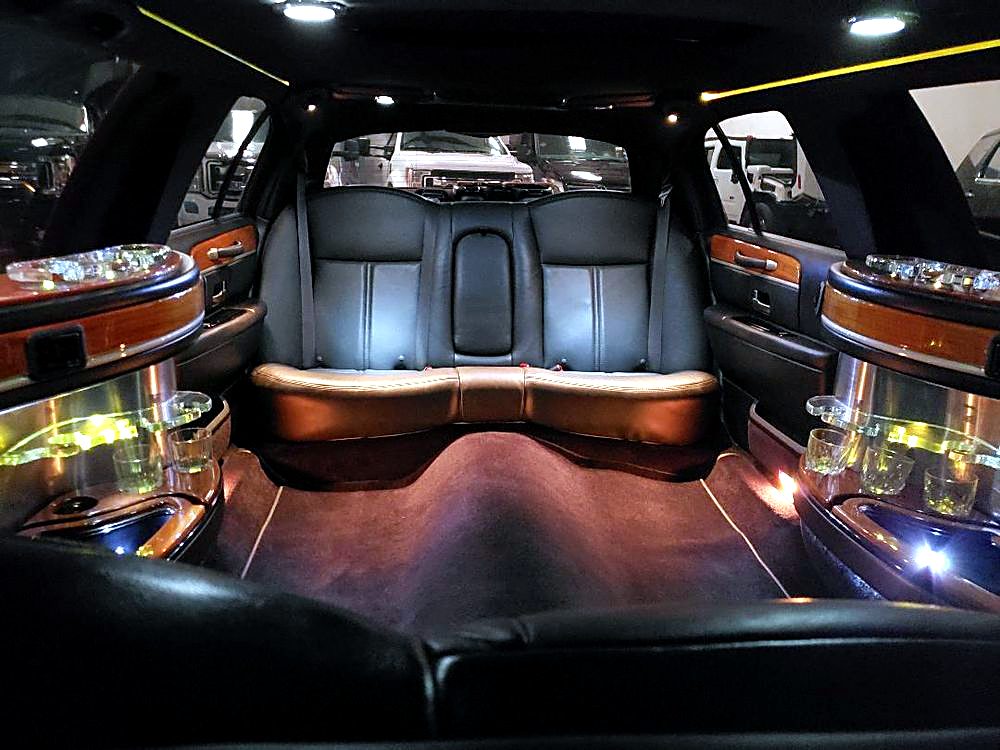 Town Car stretch interior with bar