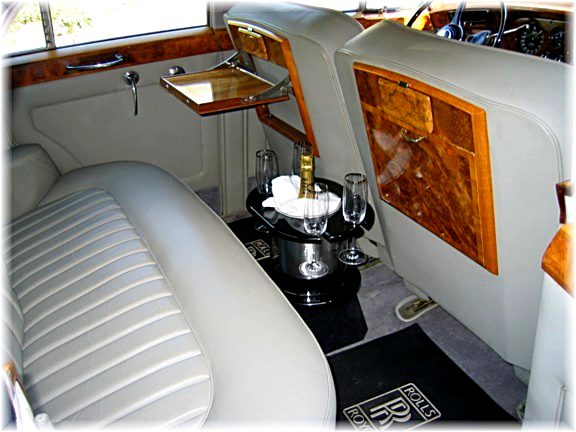 1962 Rolls-Royce interior with champagne