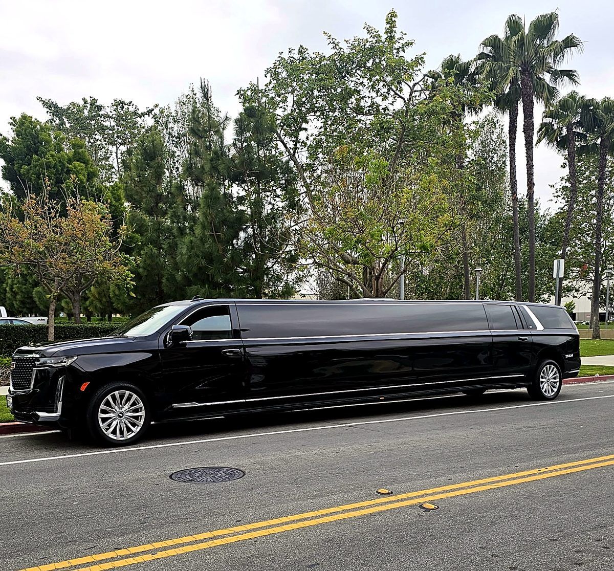 Black Escalade super stretch for a military ball formal arrival