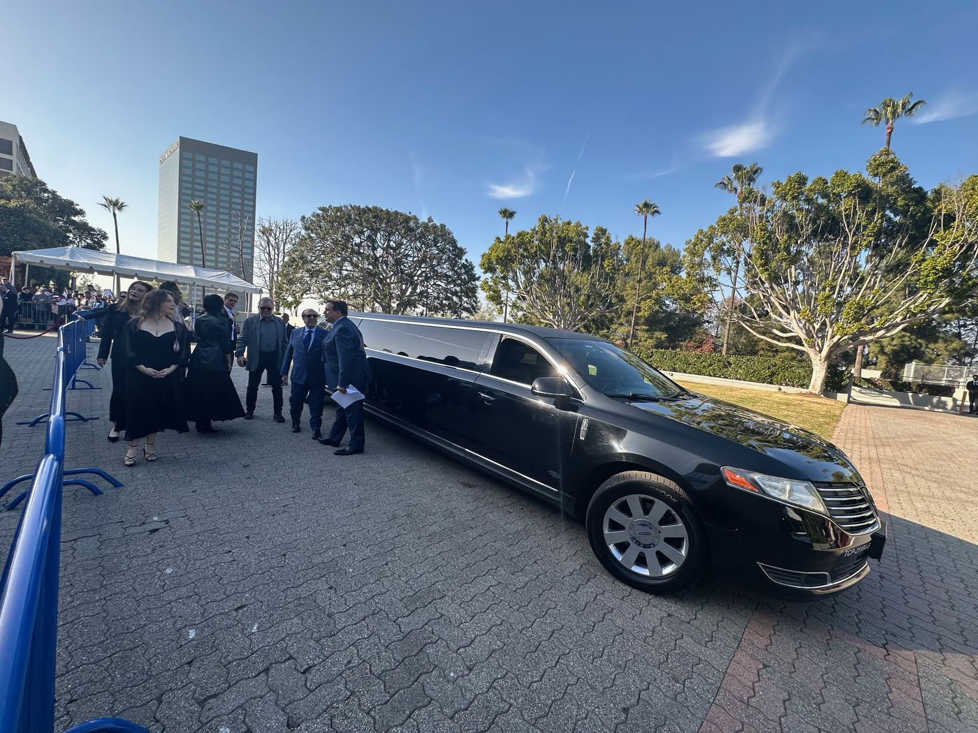 Black stretch limousine for a Persian wedding on the Westside